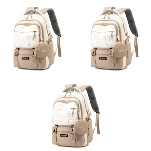 PALAY® Casual Backpack With Cute Accessory 18.1 Inch Bookbag Pendant Laptop Bag Lightweight Travel Beige 3 PCS PALAY® Casual Backpack With Cute Accessory 18.1 Inch Bookbag Pendant Laptop Bag Lightweight Travel Beige 3 PCS